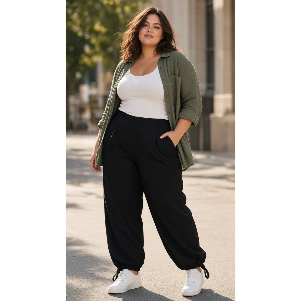 Everlane Pants Women 10 Barrel Leg Balloon Parachute Harem Linen  Baggie Black